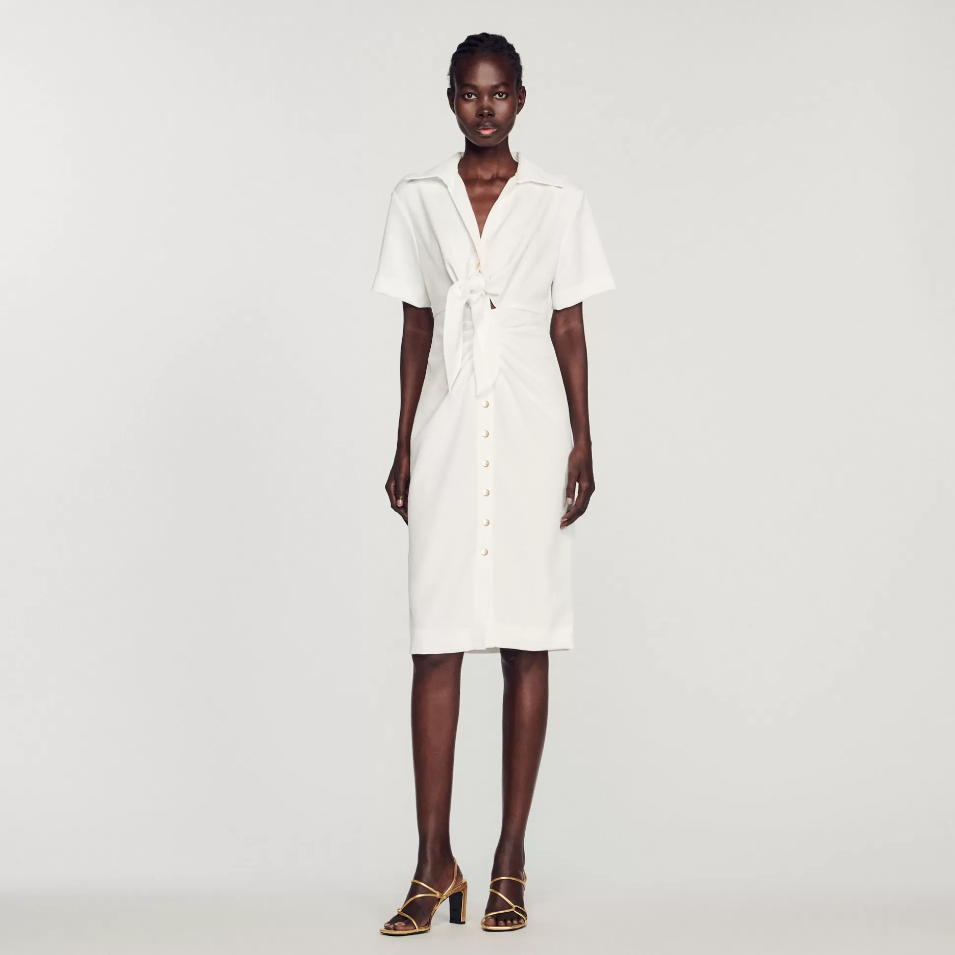 Sandro Paris Buttoned Midi Dress> Dresses