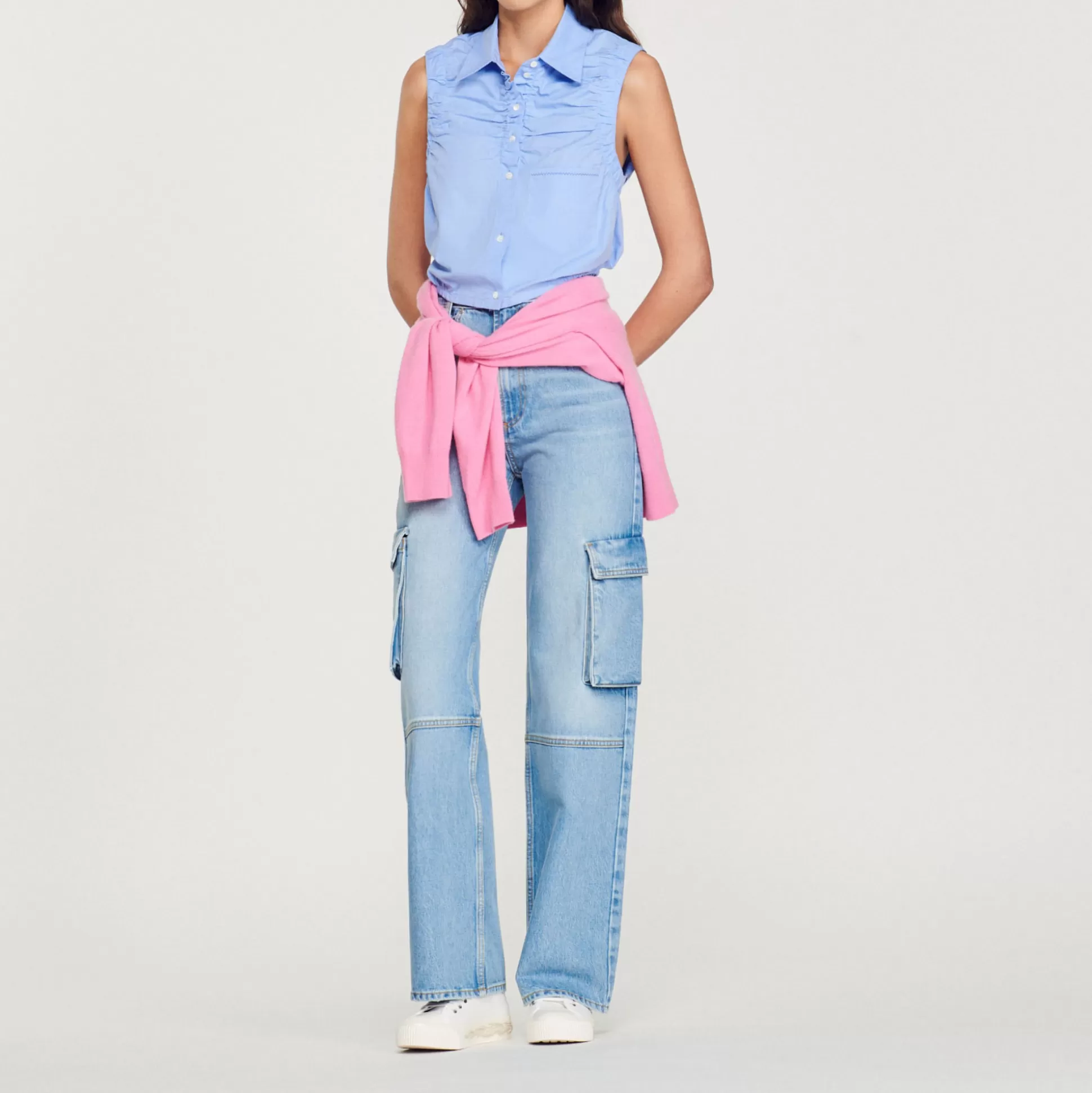 Sandro Paris Cropped Sleeveless Shirt> Tops & Shirts