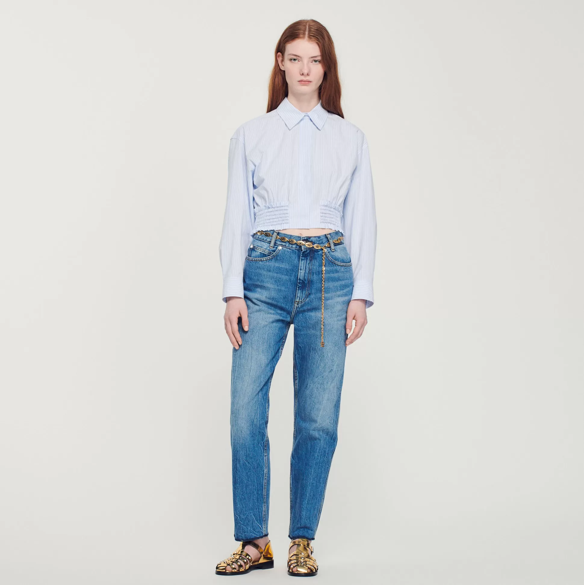 Sandro Paris Cropped Striped Shirt> Tops & Shirts