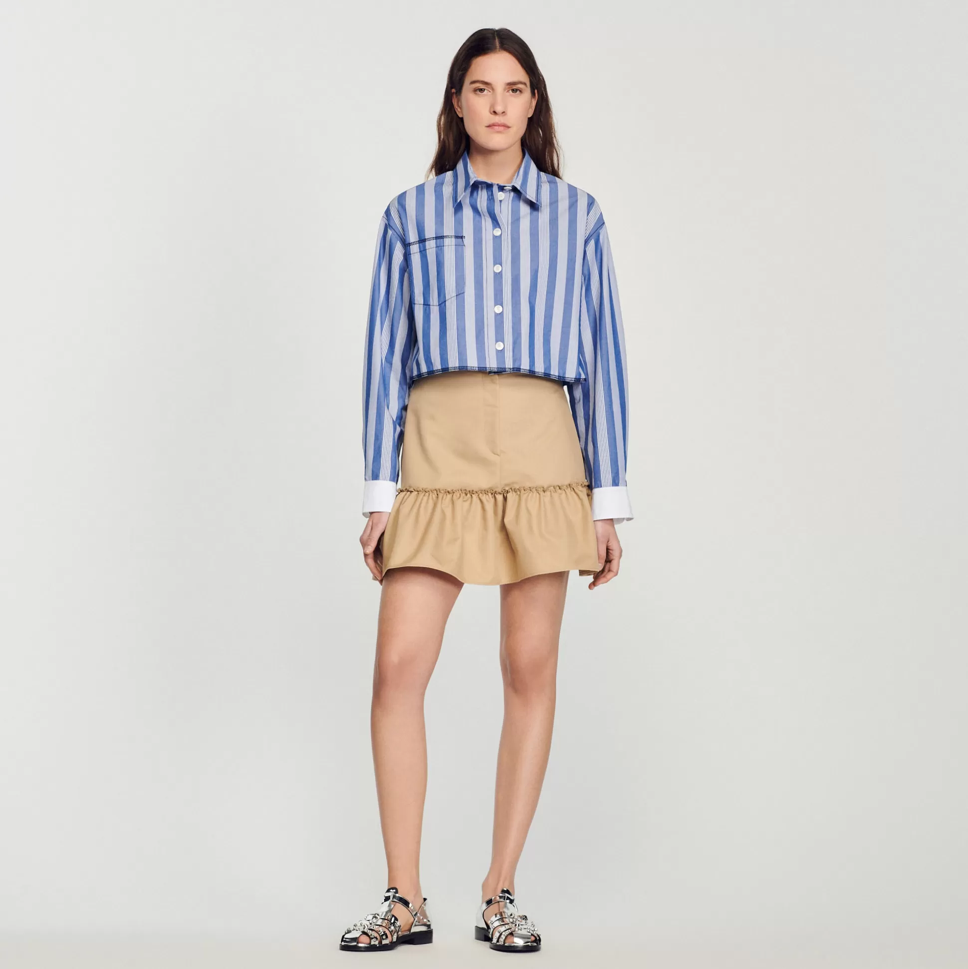 Sandro Paris Cropped Striped Shirt> Tops & Shirts