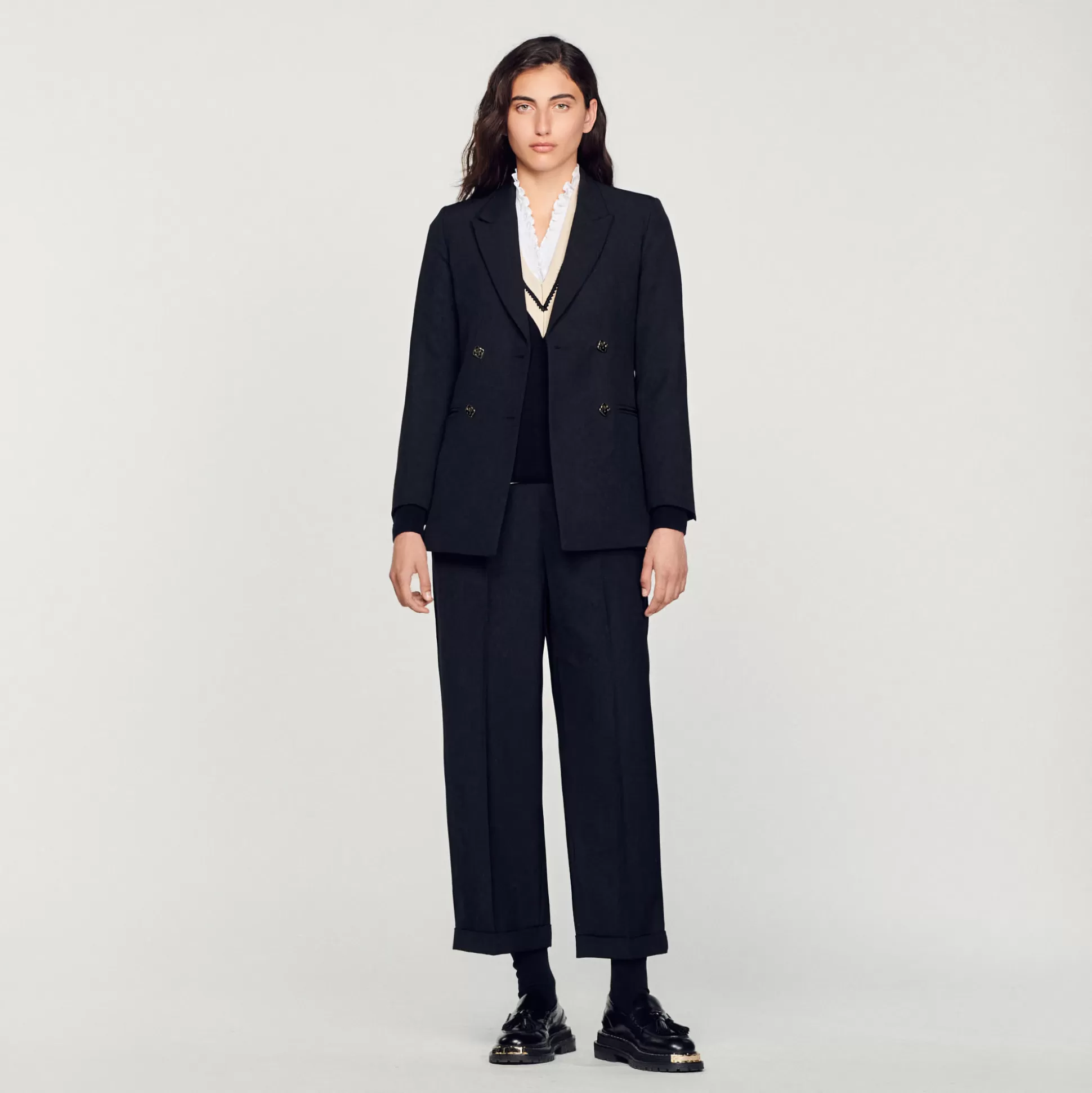 Sandro Paris Double-Breasted Suit Jacket> Jackets & Blazers