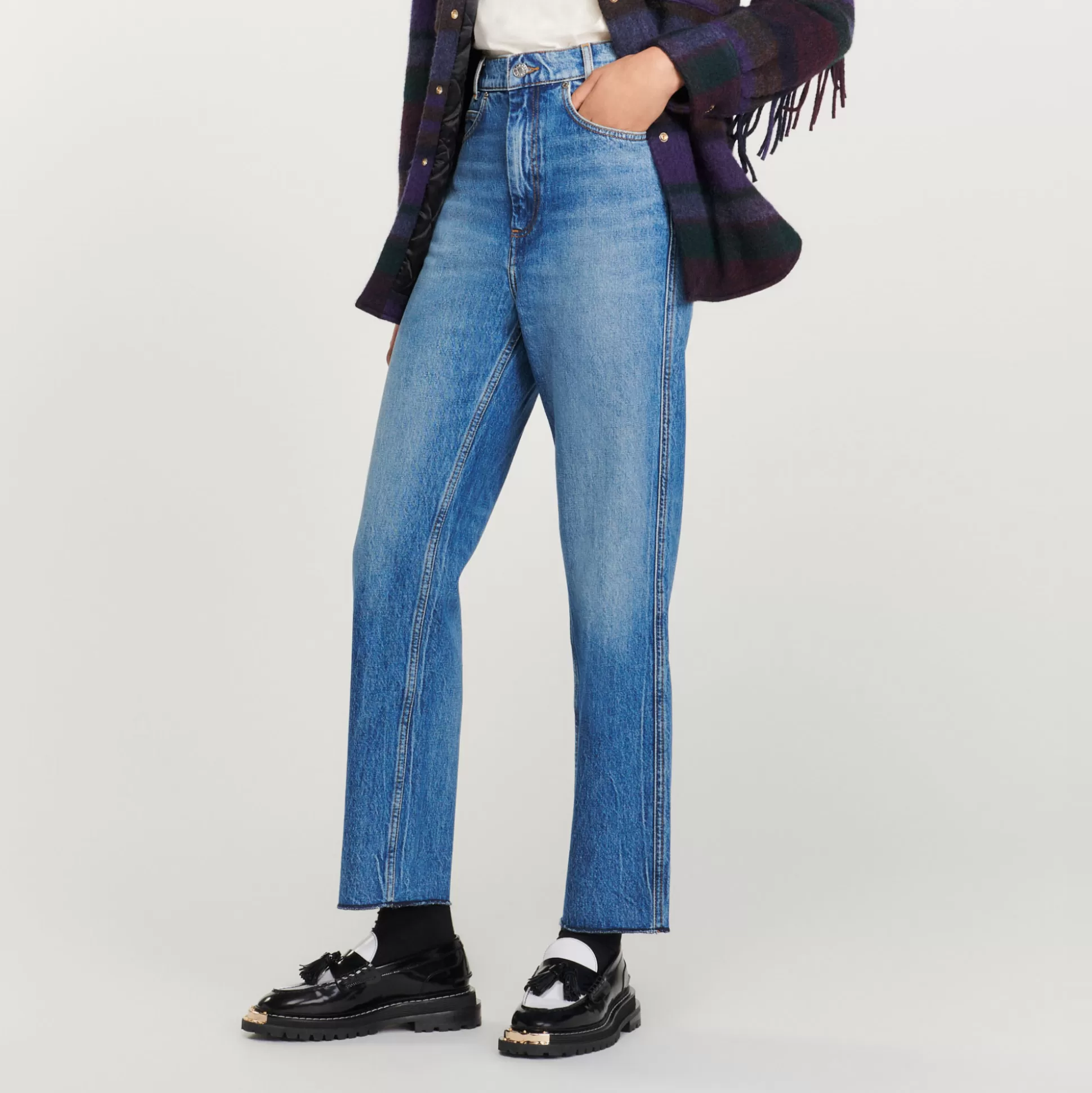 Sandro Paris Faded Straight-Leg Jeans> Jeans