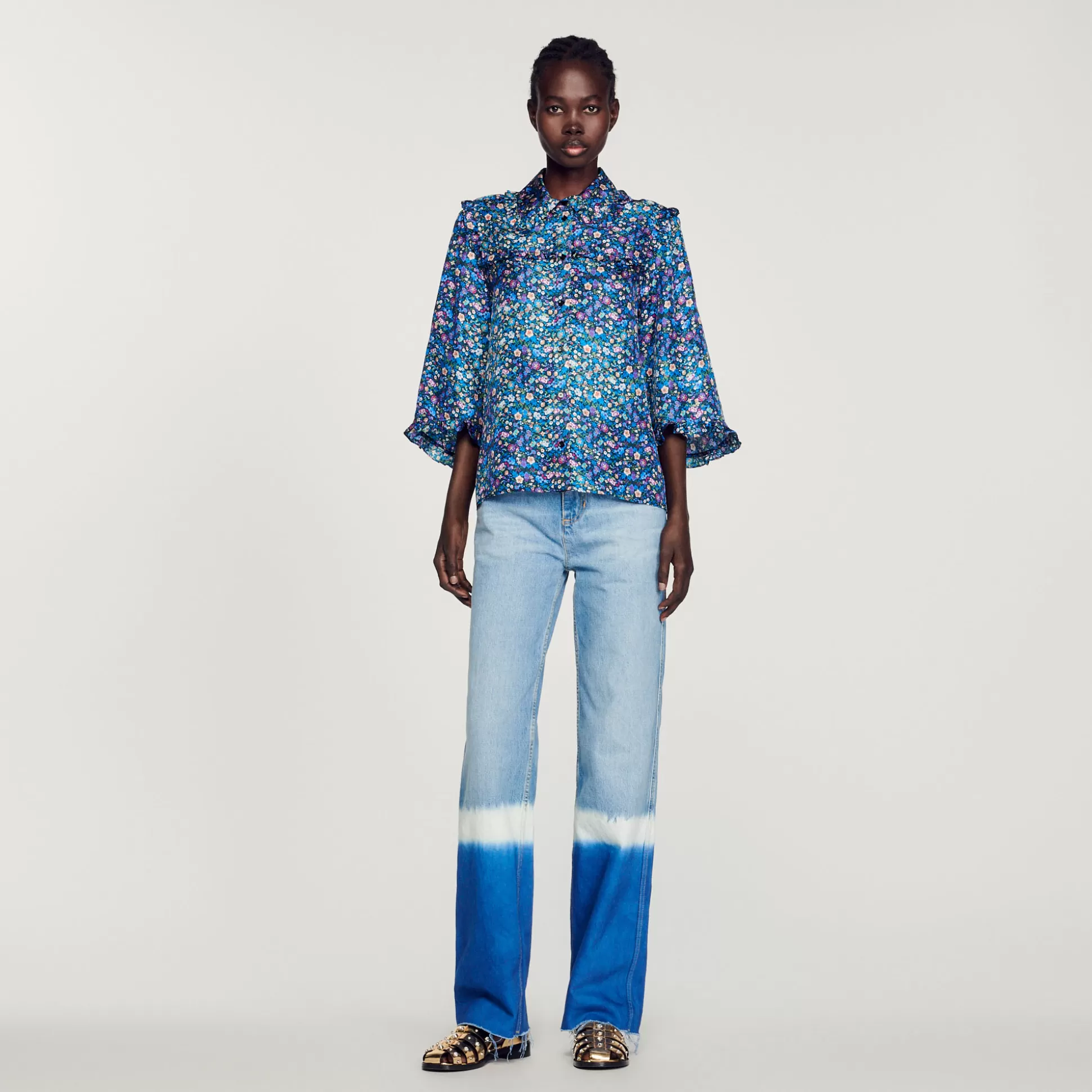 Sandro Paris Floral Silk Shirt> Tops & Shirts