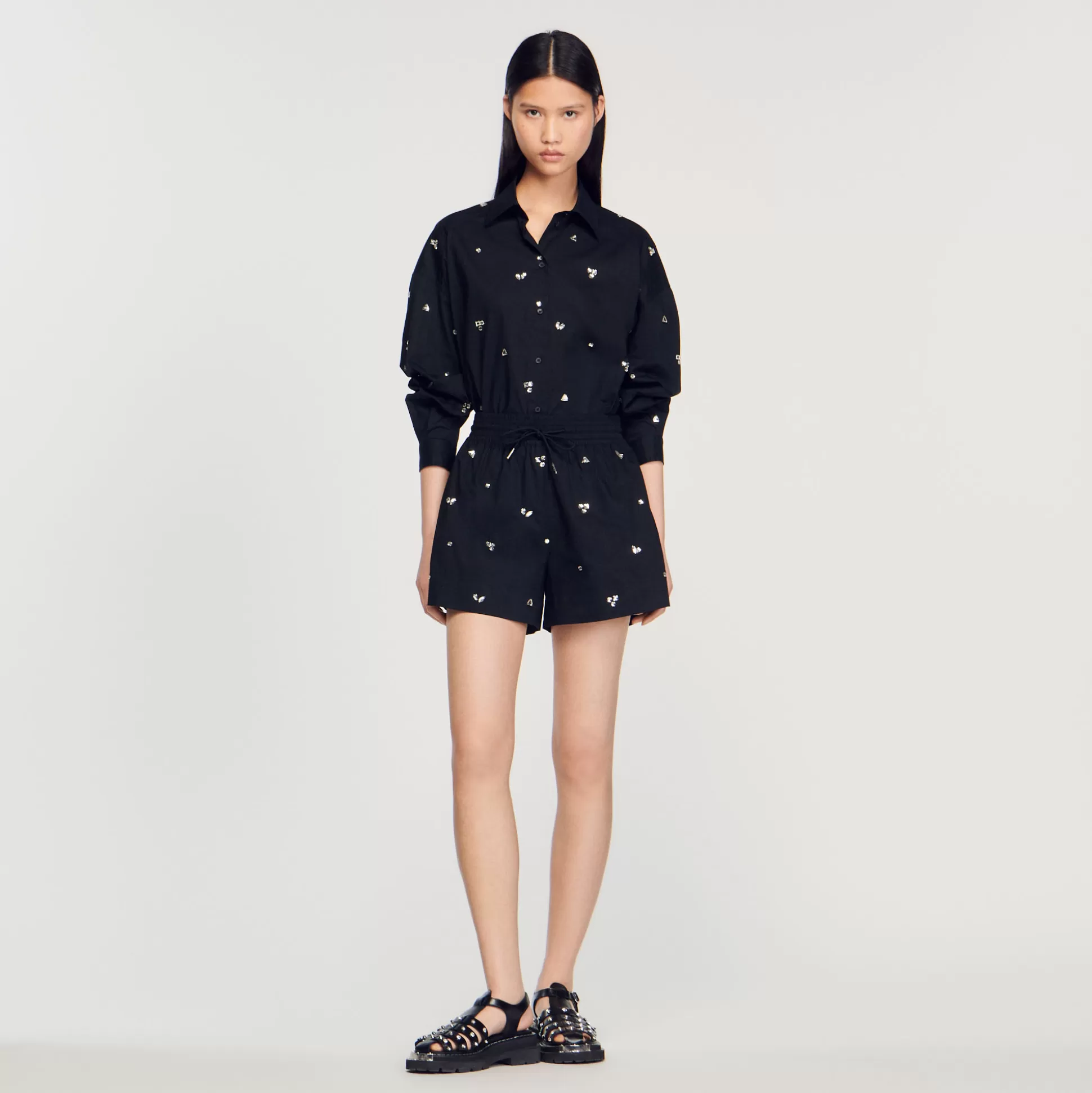 Sandro Paris Hand-Embroidered Embellished Shorts> Pants & Shorts