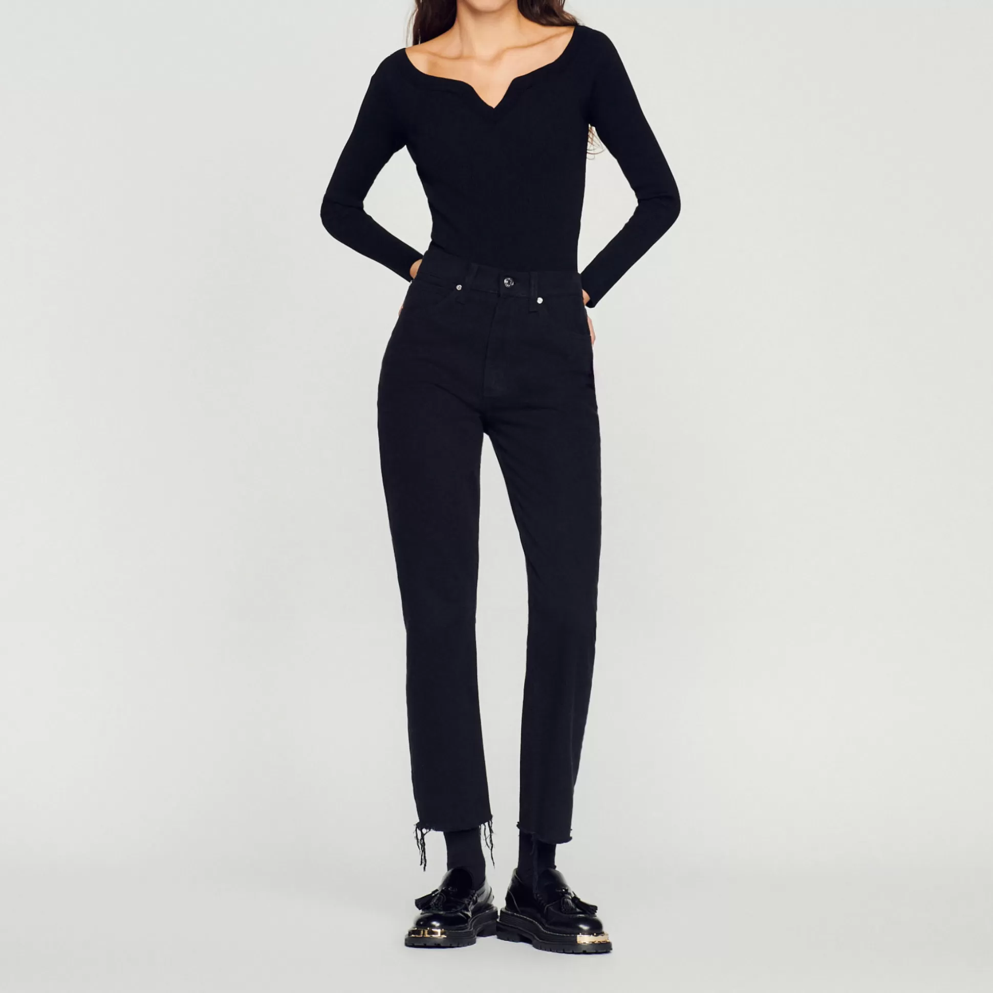 Sandro Paris Knit Bodysuit With Sweetheart Neck> Sweaters & Cardigans