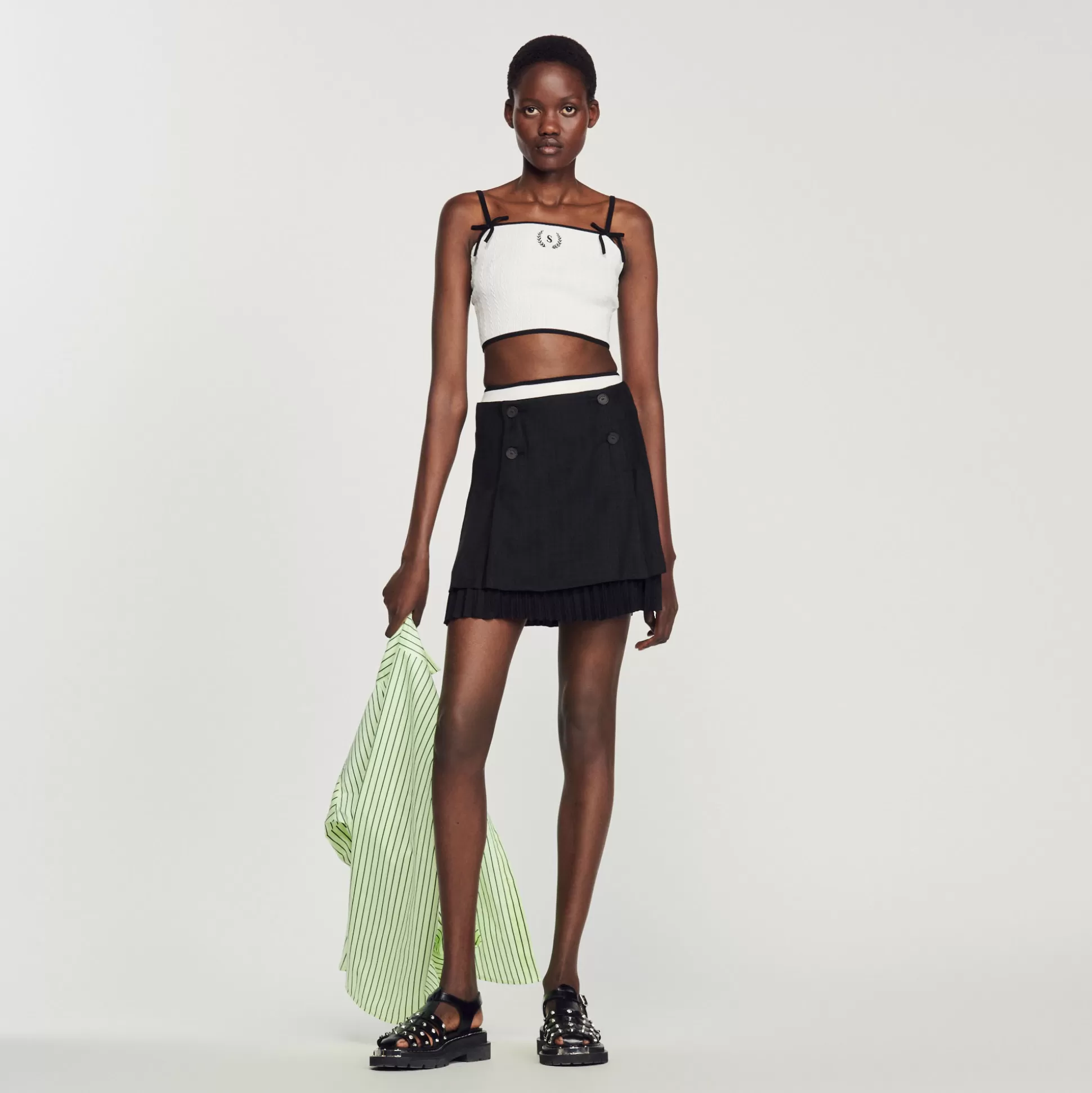 Sandro Paris Knitted Crop Top> Tops & Shirts