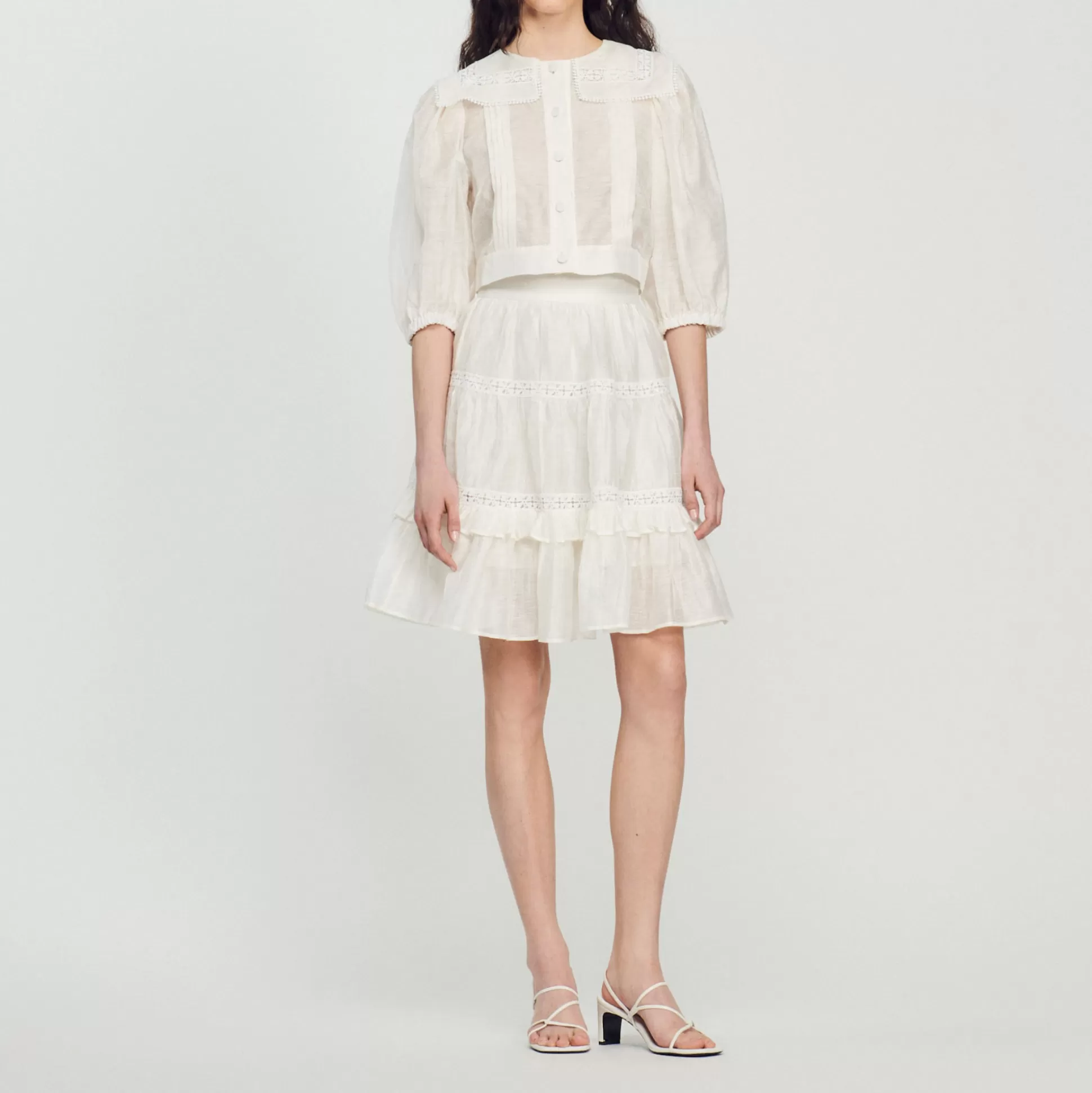 Sandro Paris Lace Collar Shirt> Tops & Shirts