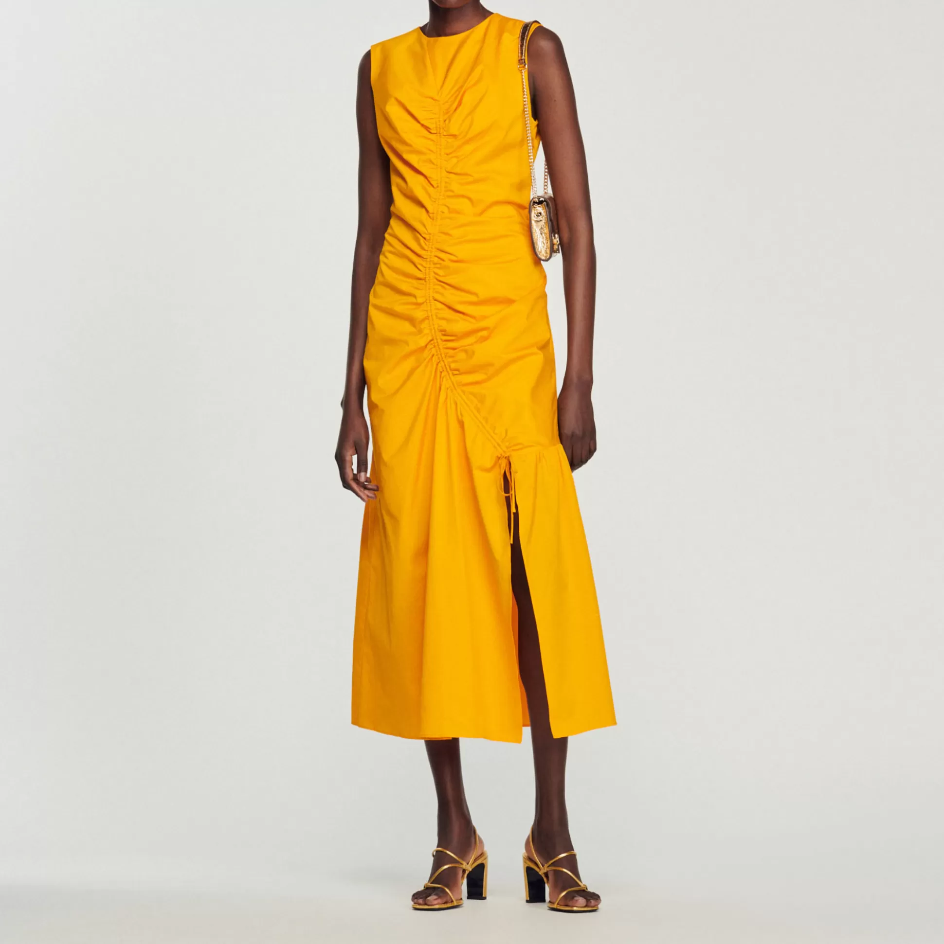 Sandro Paris Long, Gathered Dress> Dresses