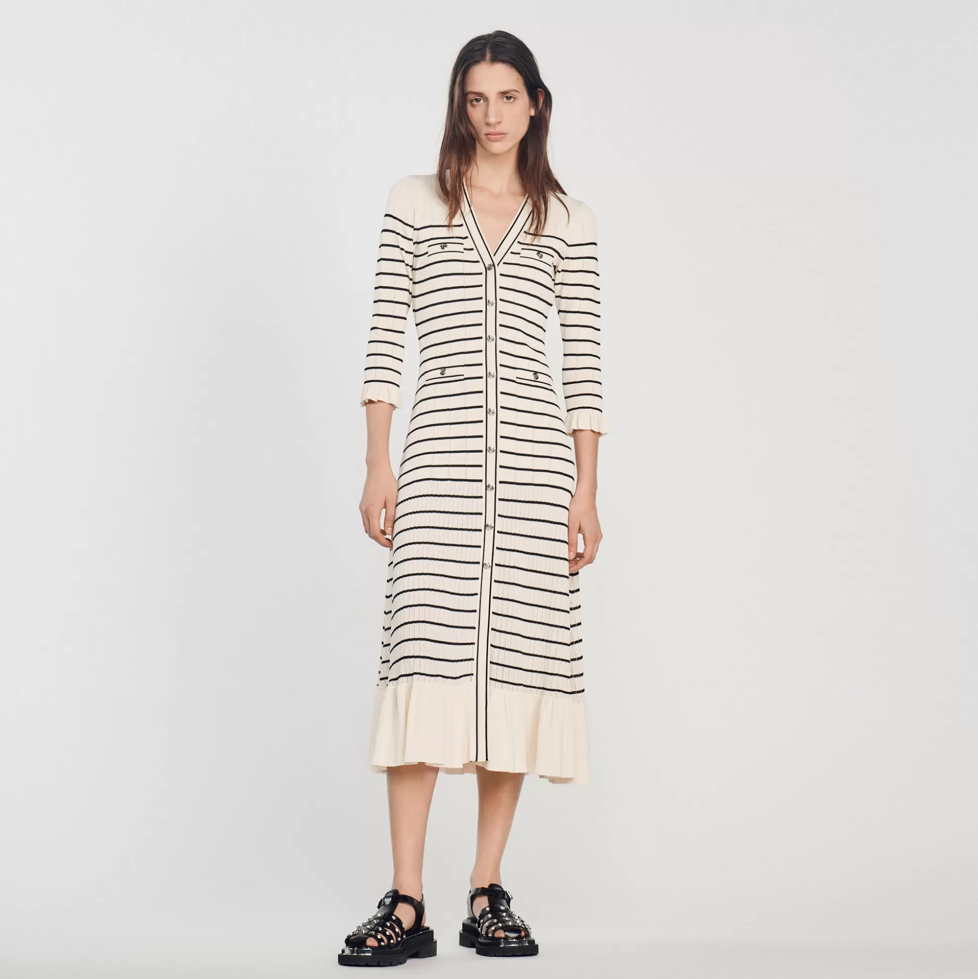 Sandro Paris Long Sailor-Striped Dress> Dresses