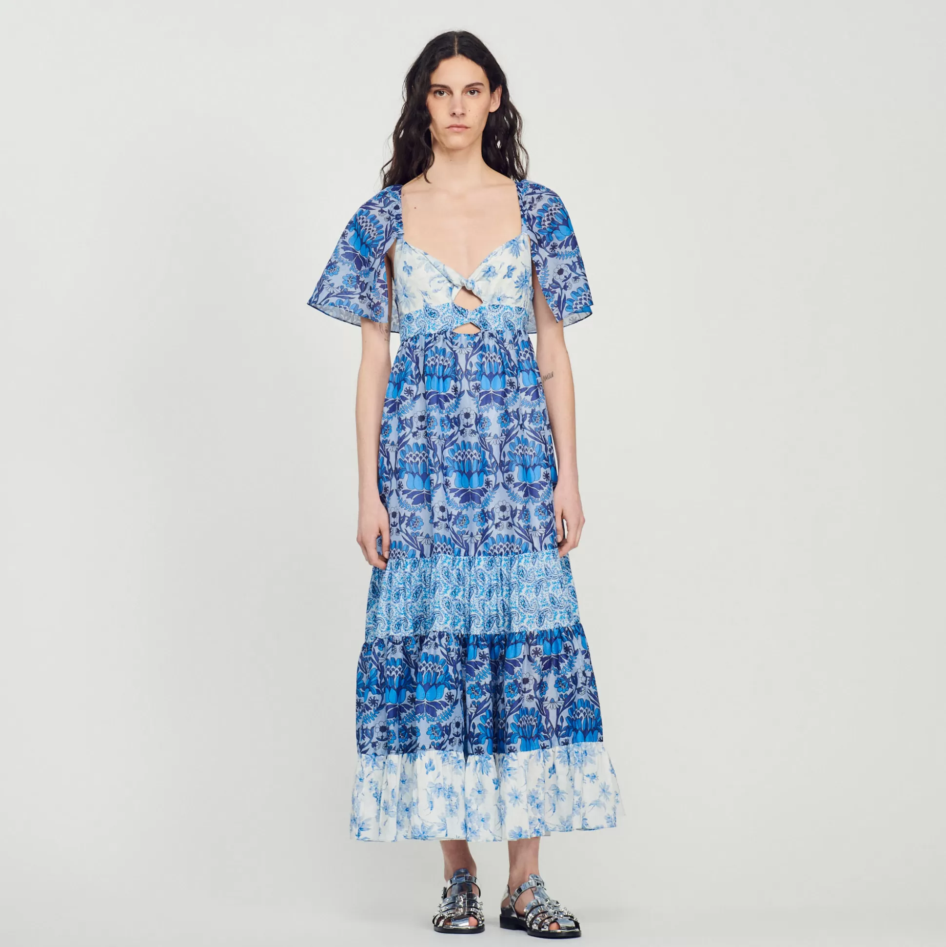 Sandro Paris Long Scarf Print Dress> Dresses