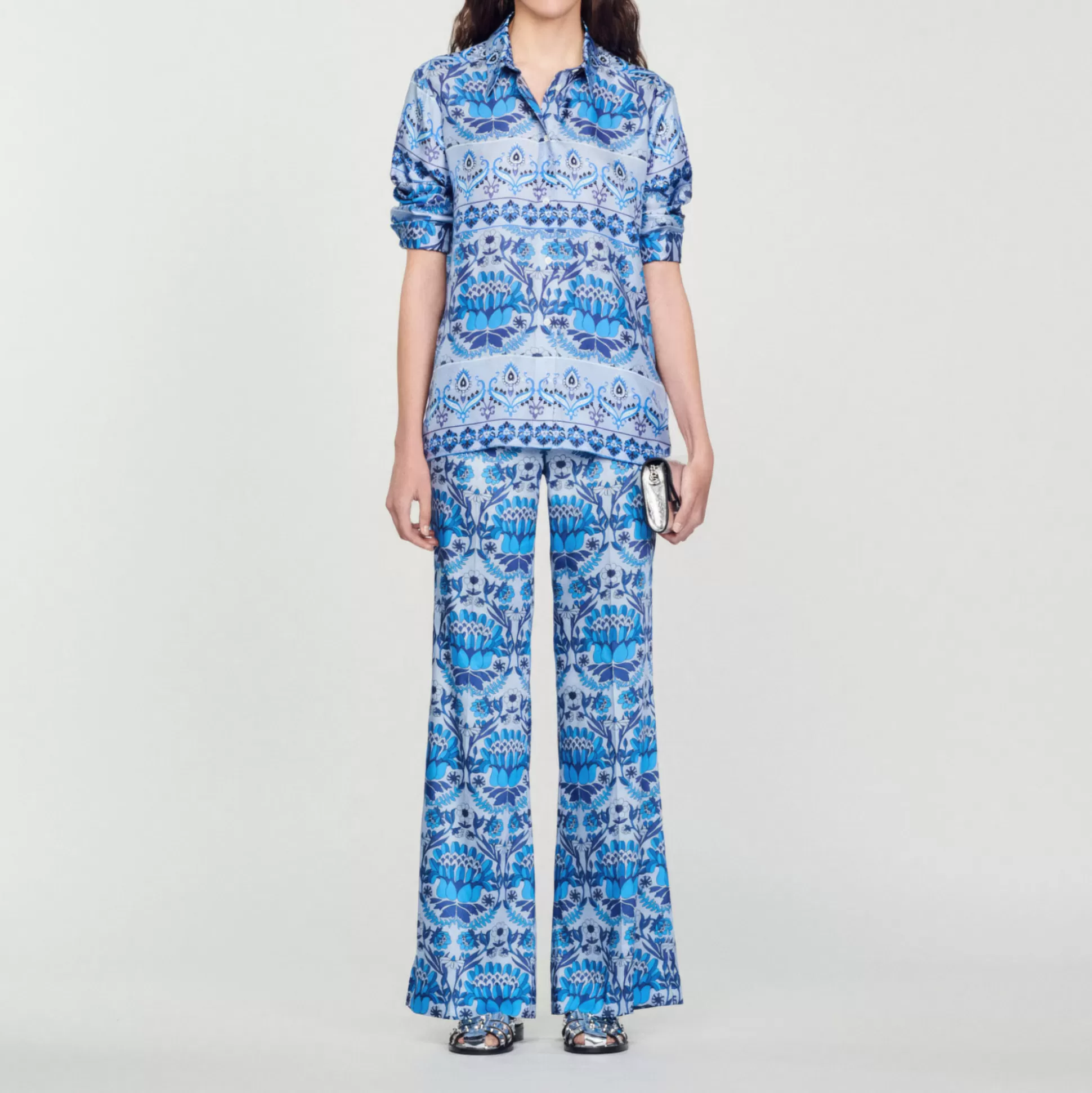 Sandro Paris Loose-Fit Scarf Print Pants> Pants & Shorts