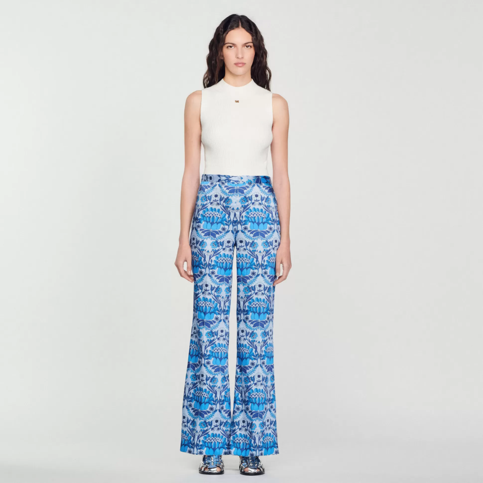 Sandro Paris Loose-Fit Scarf Print Pants> Pants & Shorts