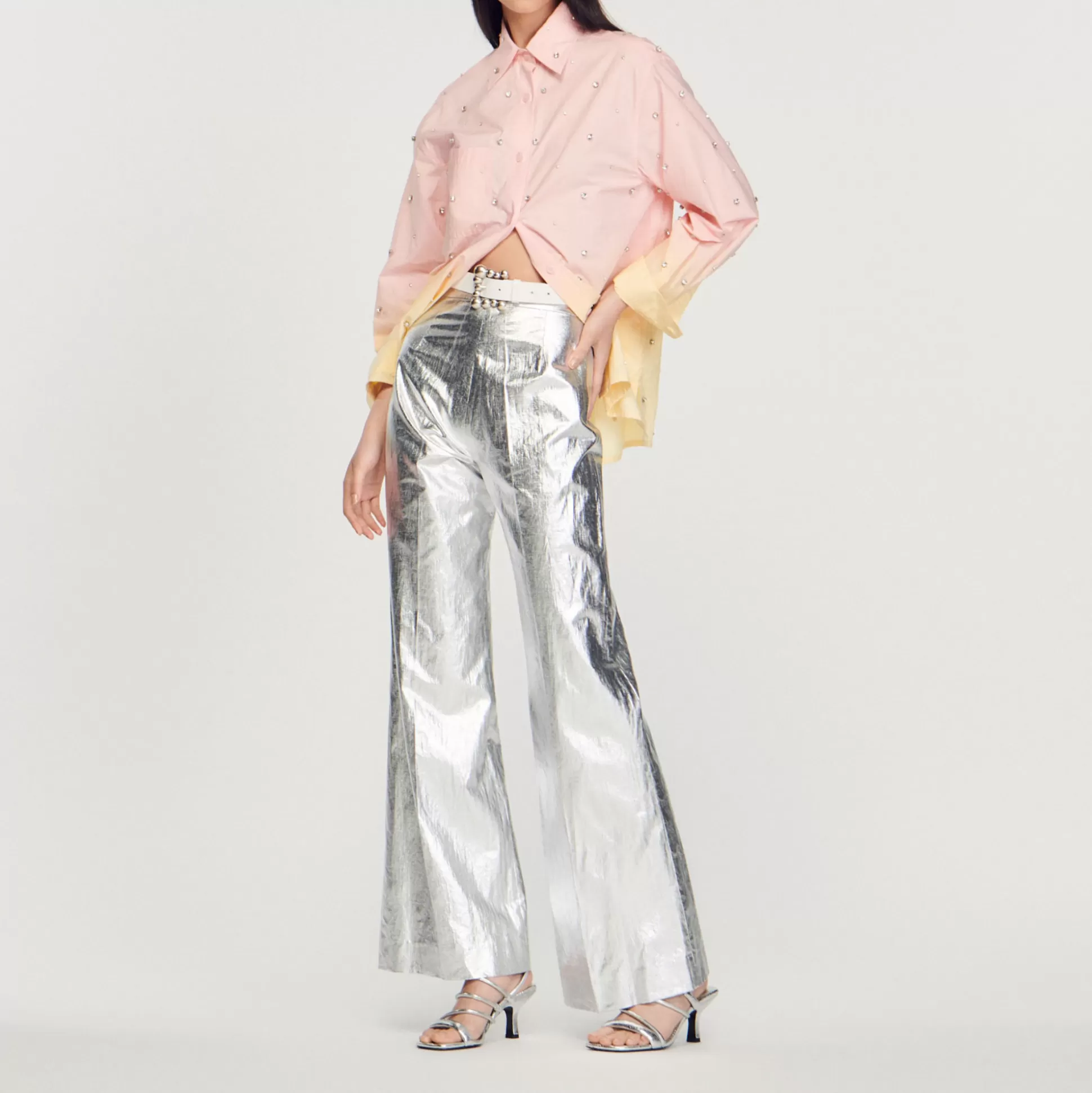 Sandro Paris Metallic Coated Pants> Pants & Shorts