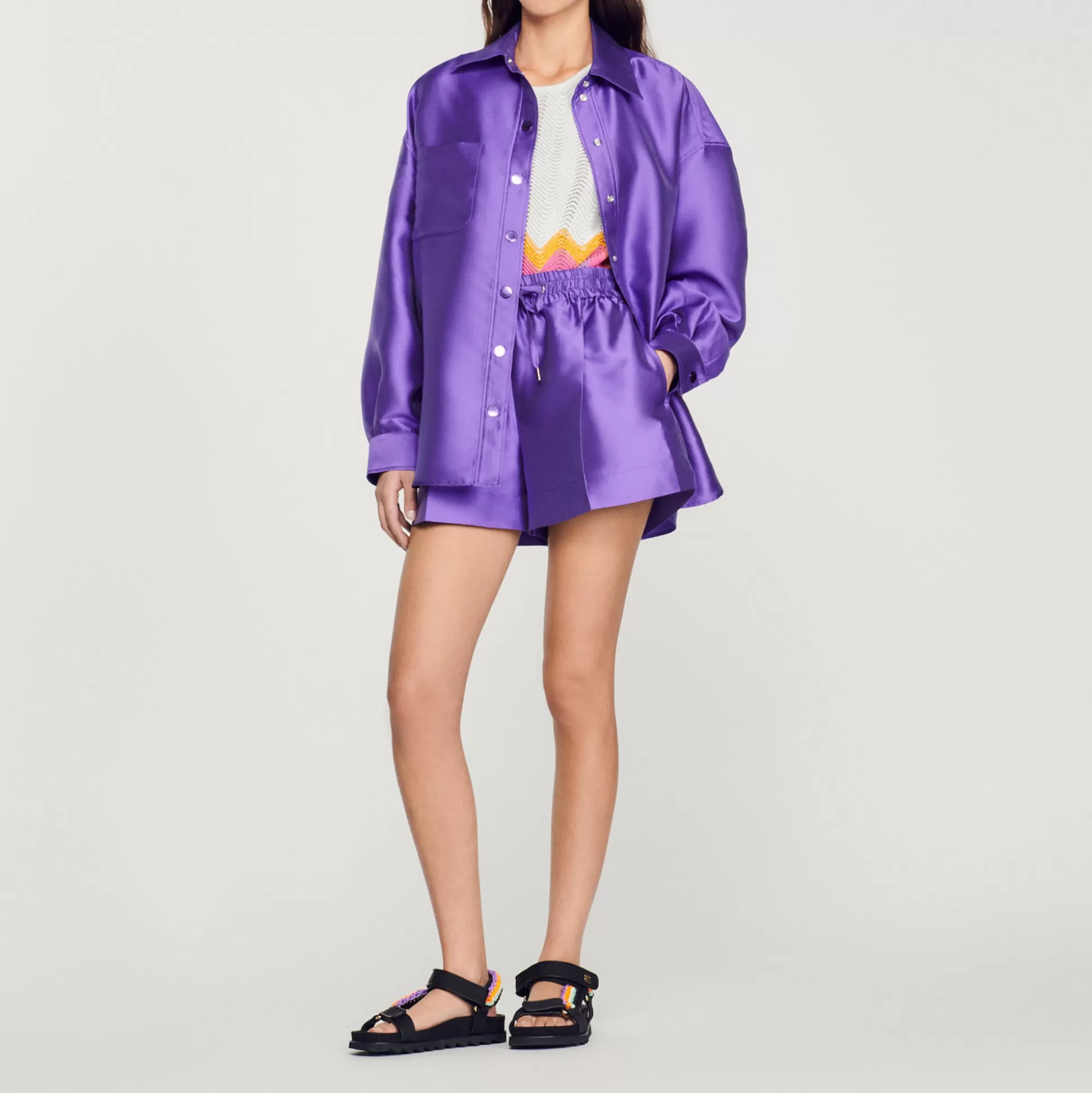 Sandro Paris Oversized Satiny Shirt> Tops & Shirts