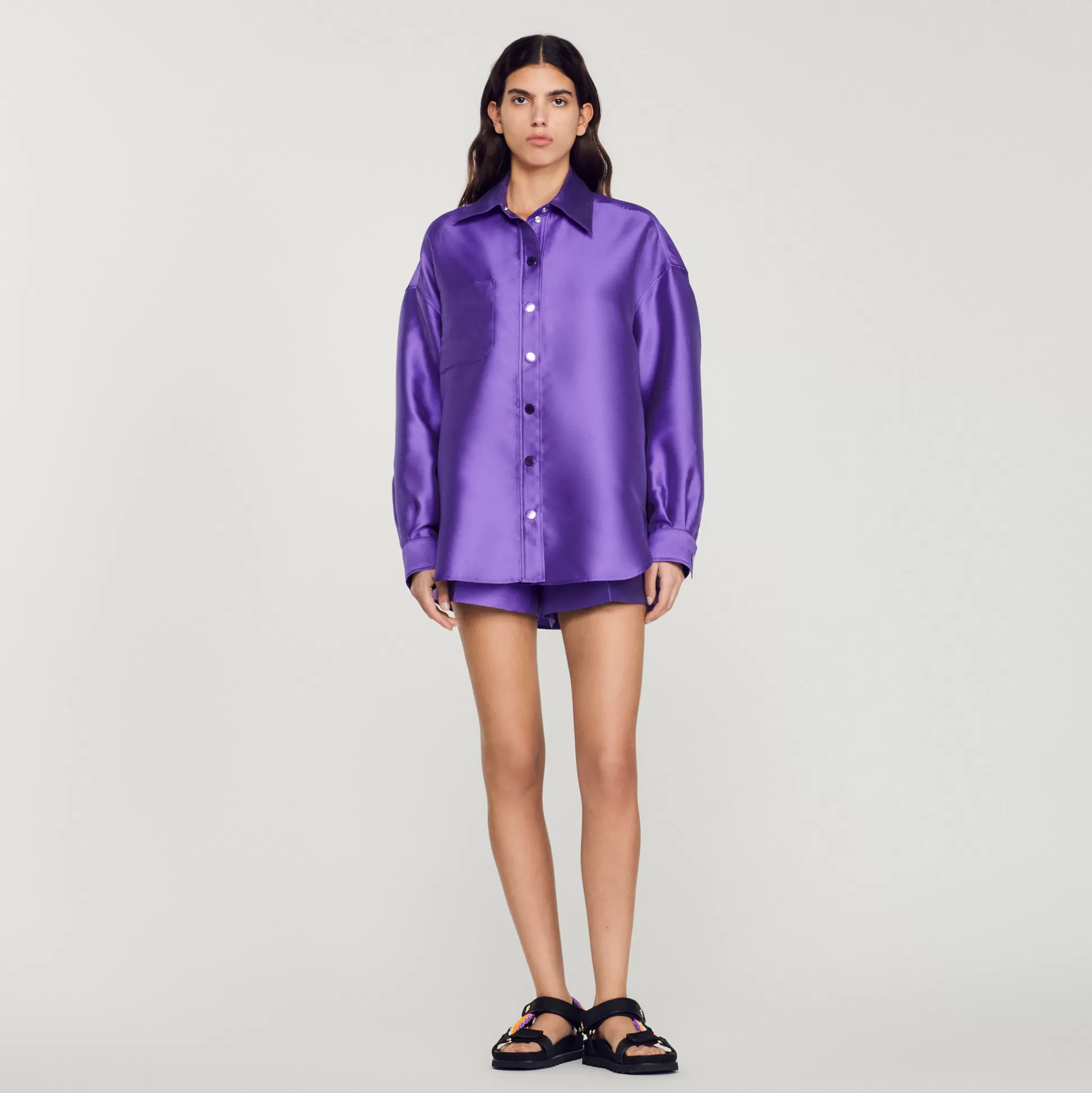 Sandro Paris Oversized Satiny Shirt> Tops & Shirts