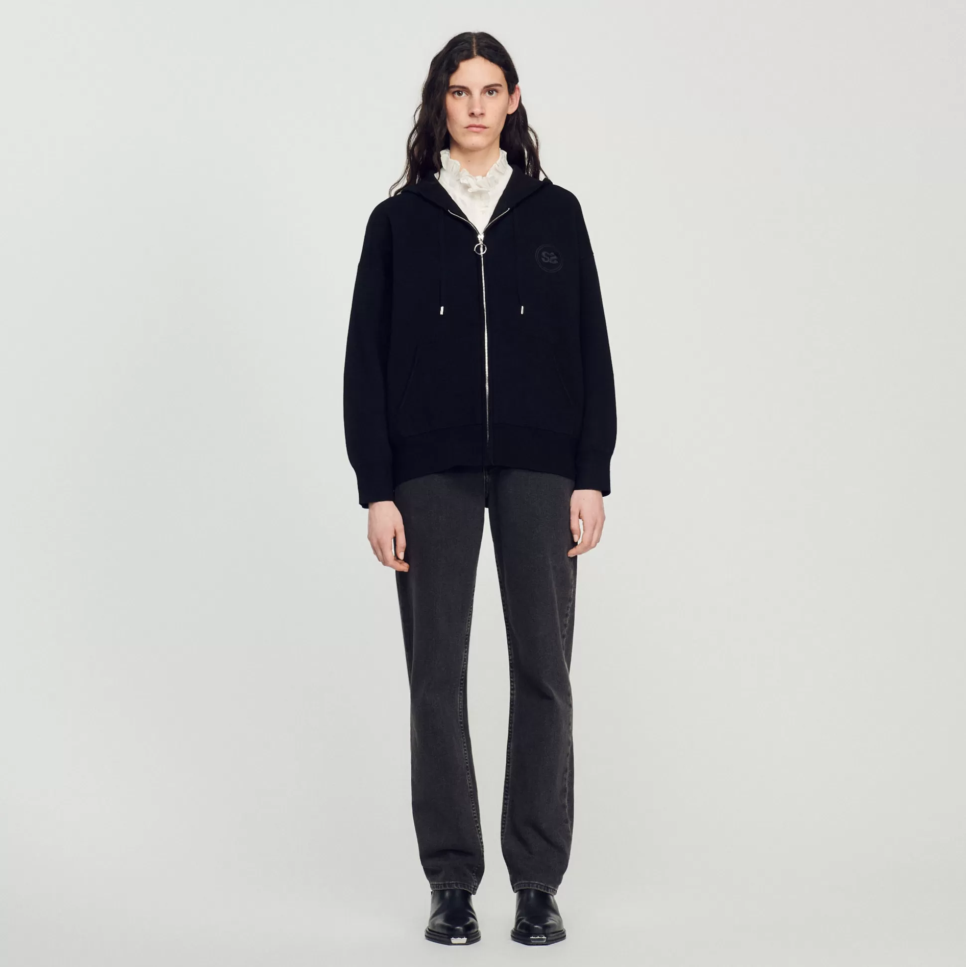 Sandro Paris Oversized Zip Sweatshirt> Sweaters & Cardigans