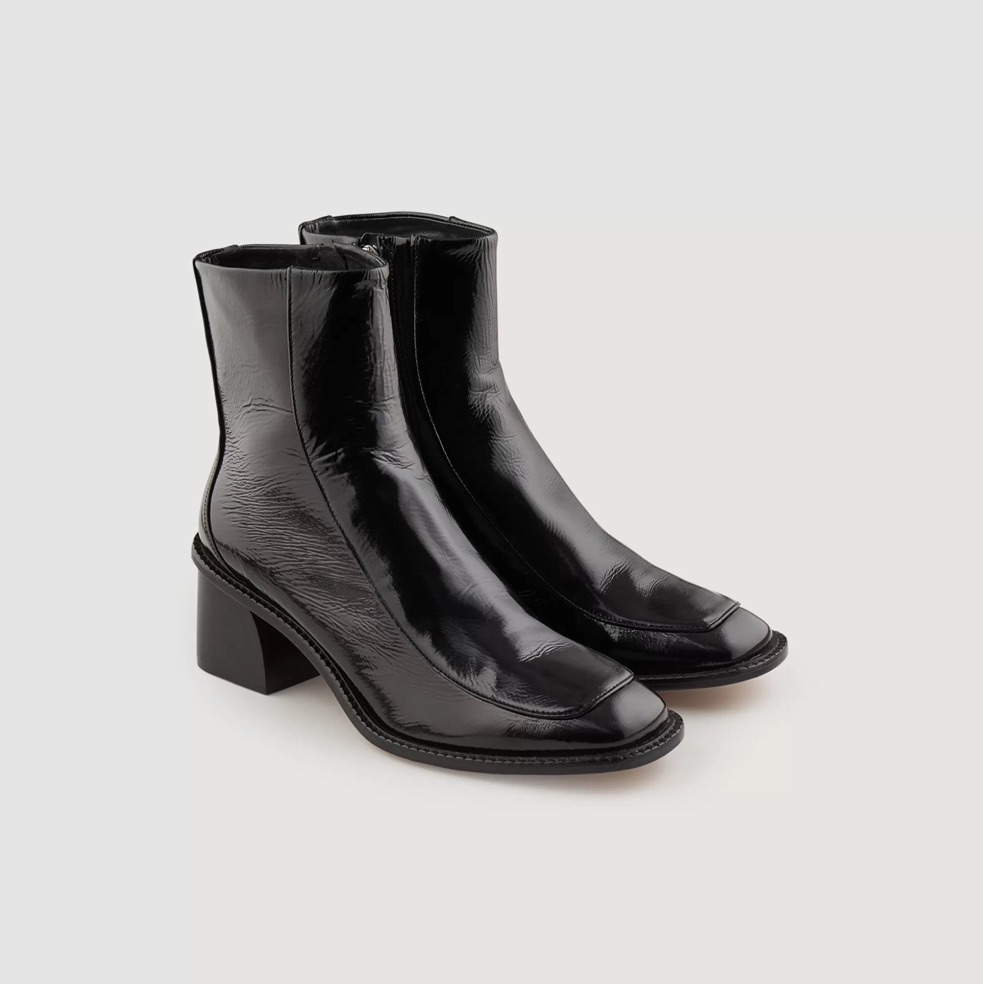 Sandro Paris Patent Leather Boots With Heel> Boots