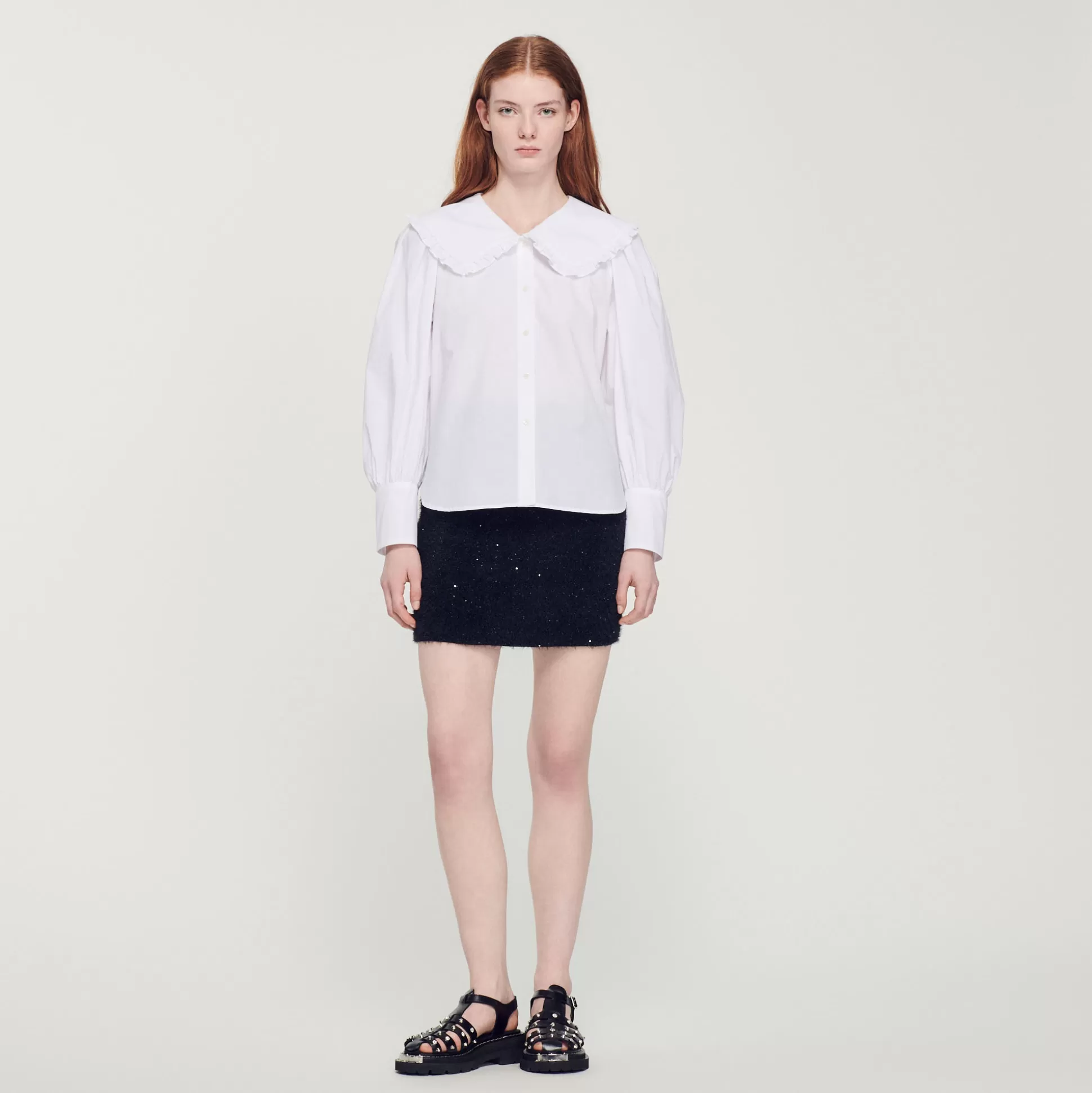 Sandro Paris Poplin Shirt With Peter Pan Collar> Tops & Shirts