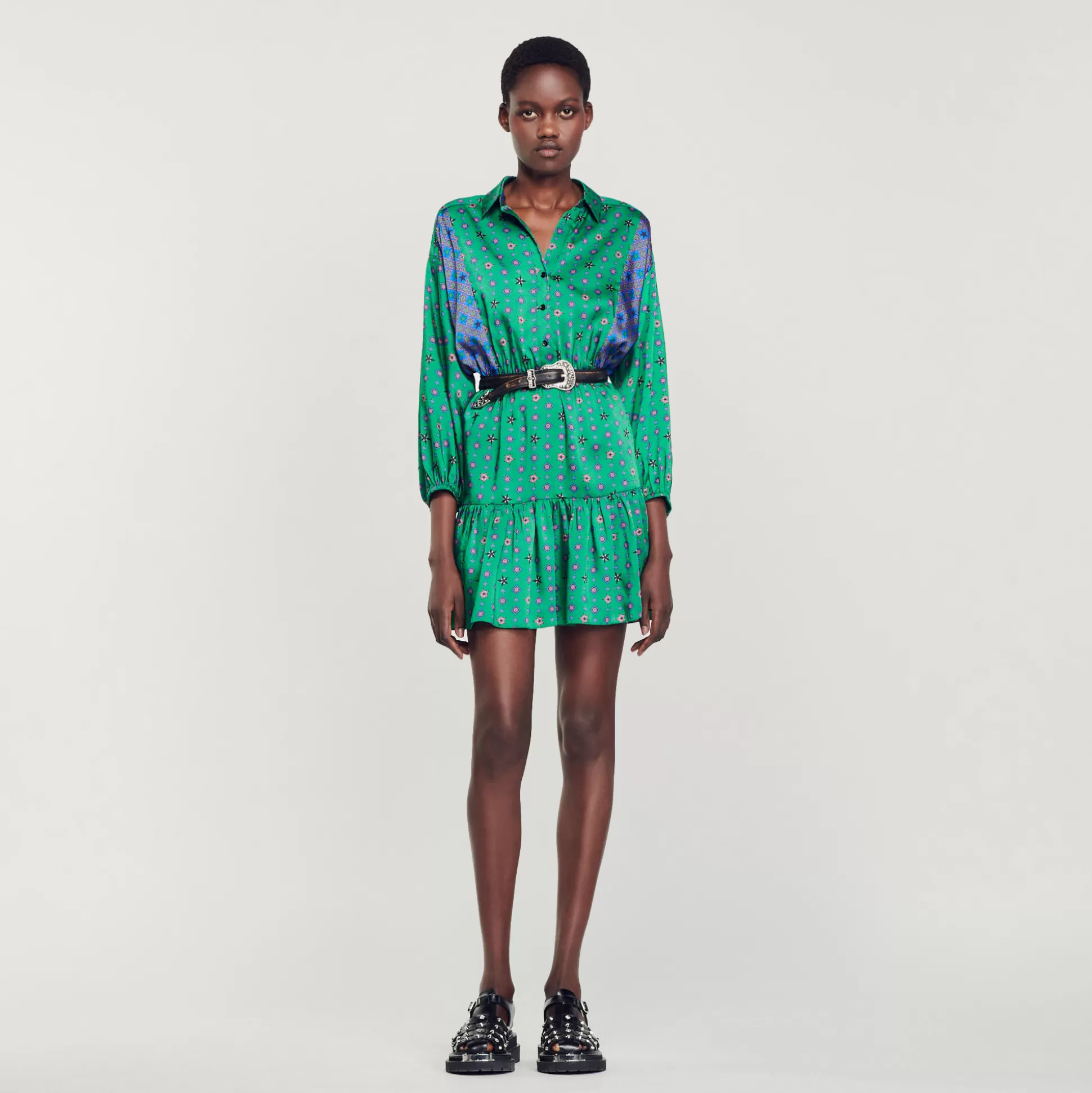 Sandro Paris Printed Shirt Dress> Dresses