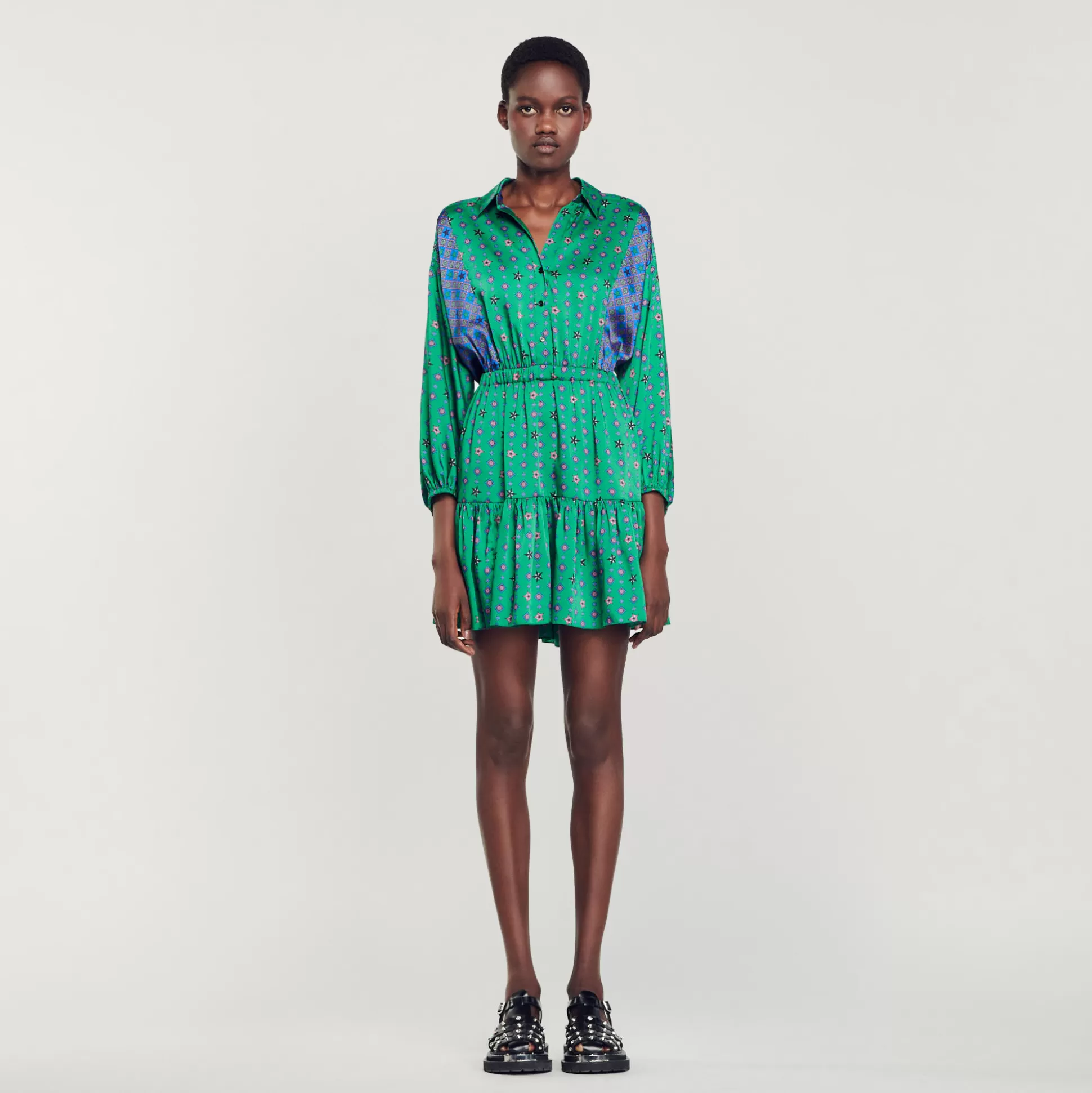 Sandro Paris Printed Shirt Dress> Dresses