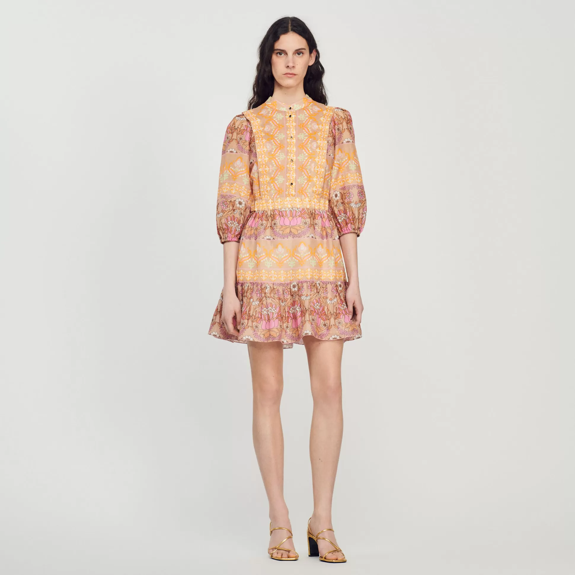 Sandro Paris Short Dress With A Mixed Scarf Print> Dresses