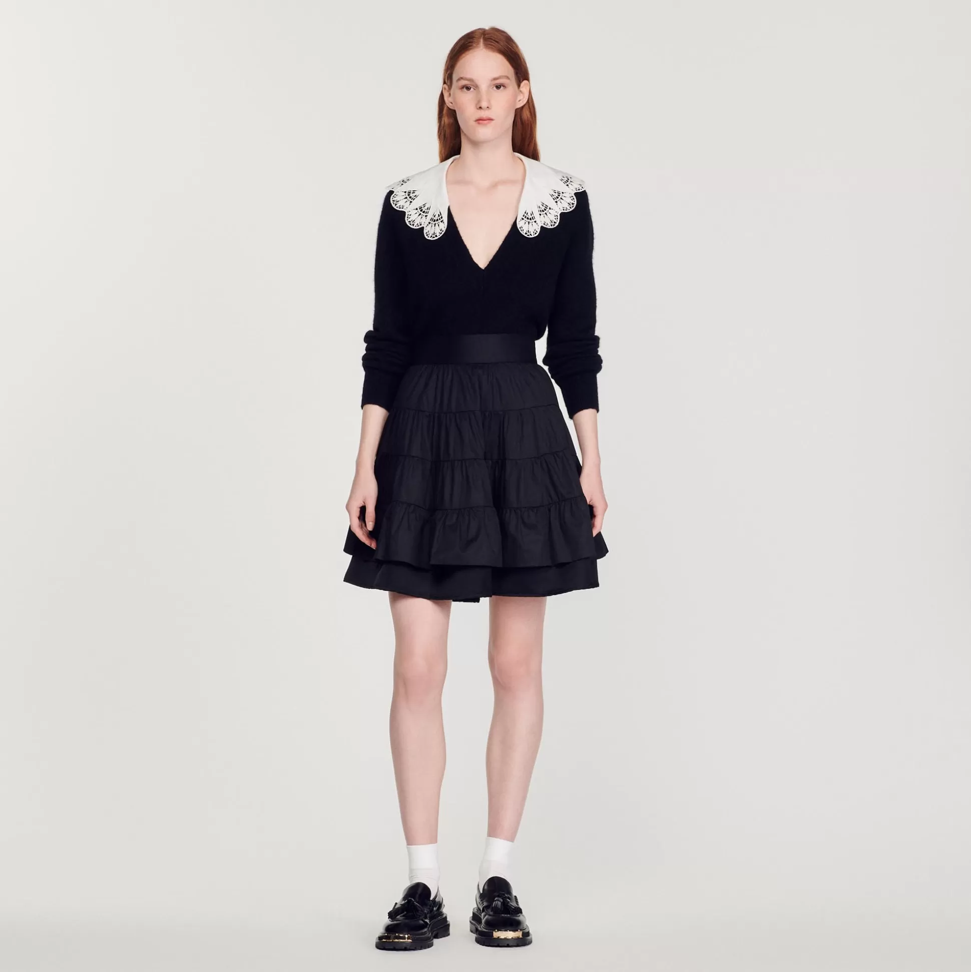 Sandro Paris Short Dual-Material Skirt> Skirts