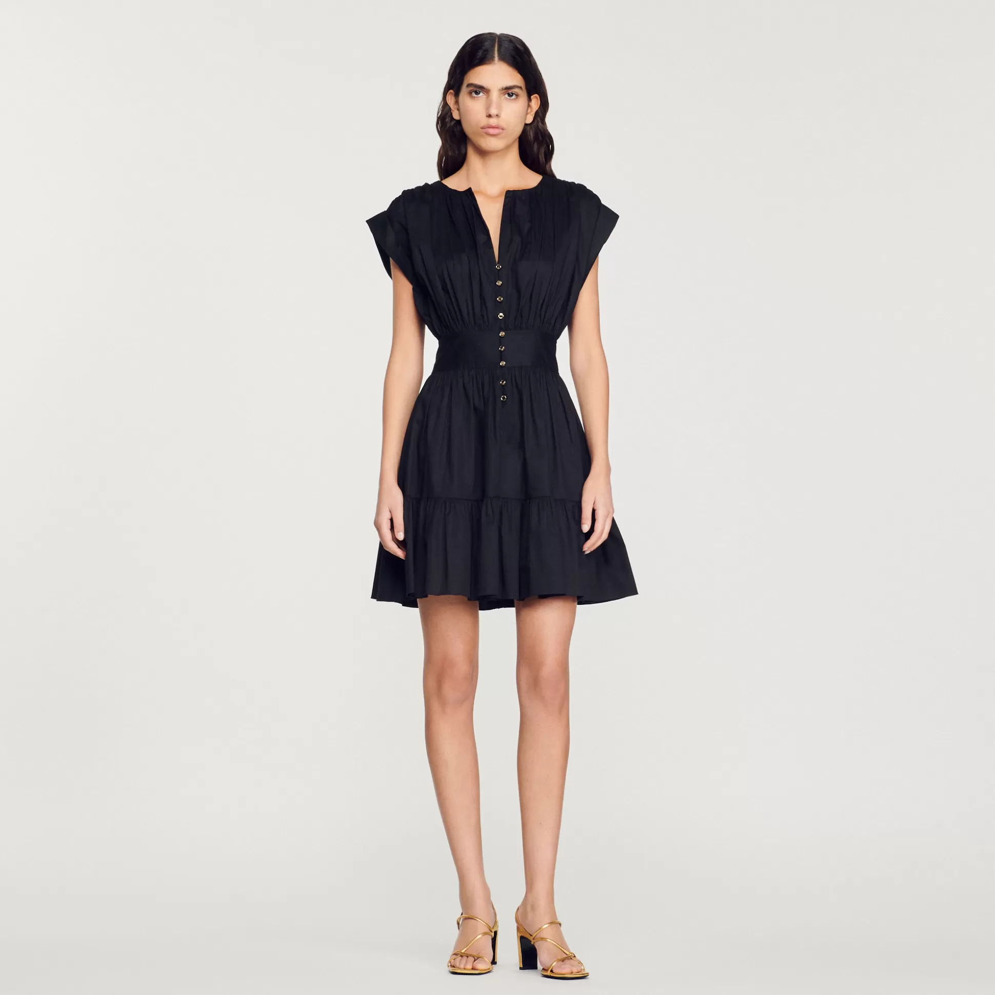 Sandro Paris Short Gathered Dress> Dresses