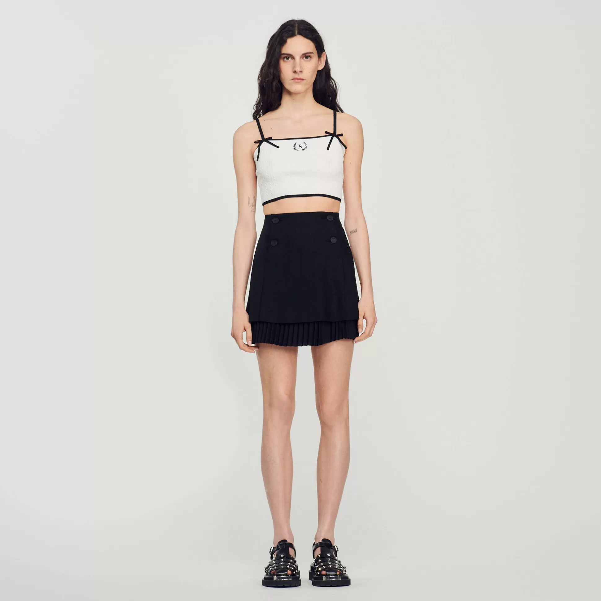 Sandro Paris Short Skirt With Pleated Effect> Skirts