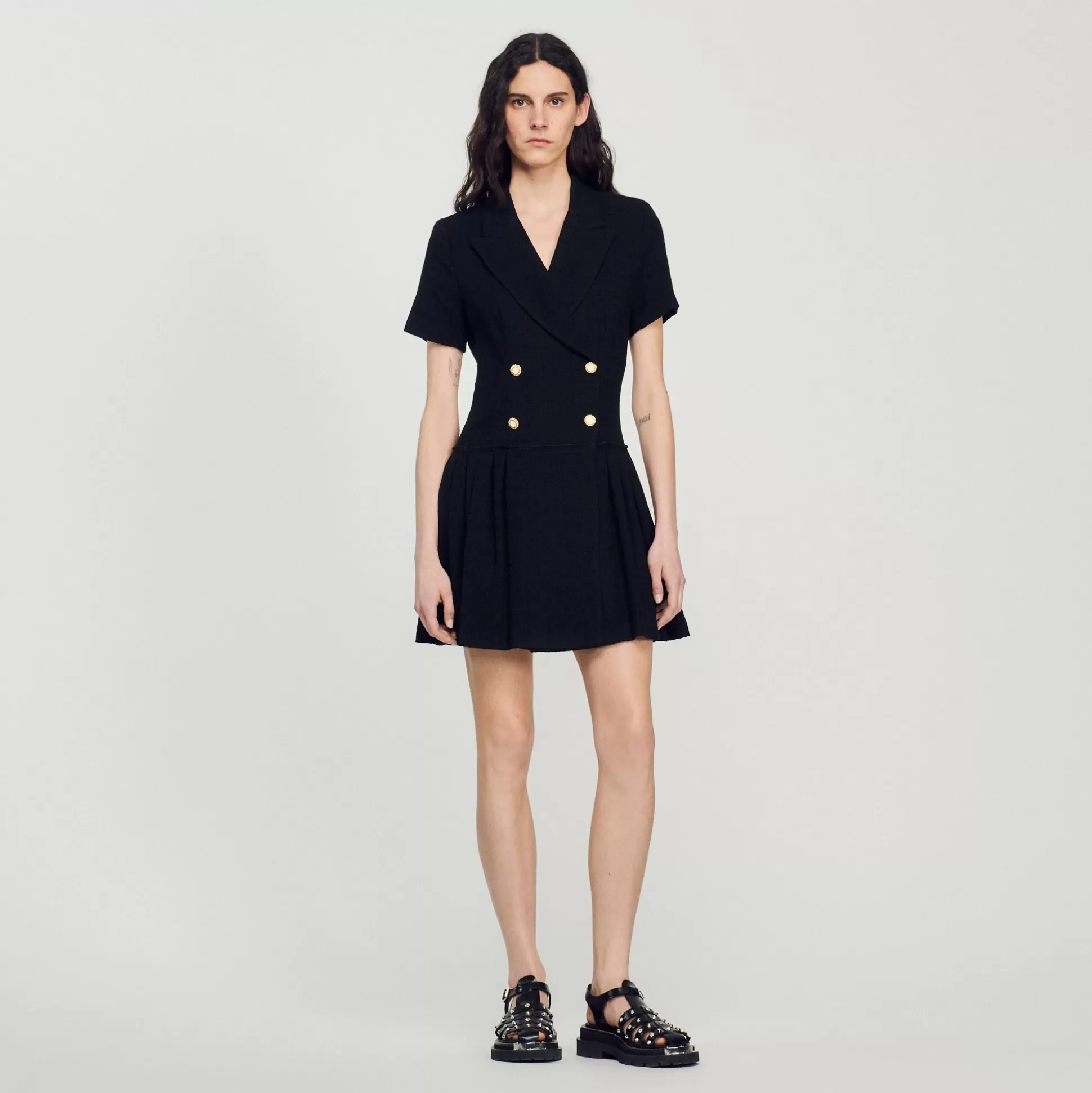 Sandro Paris Short Tweed Coat Dress> Dresses