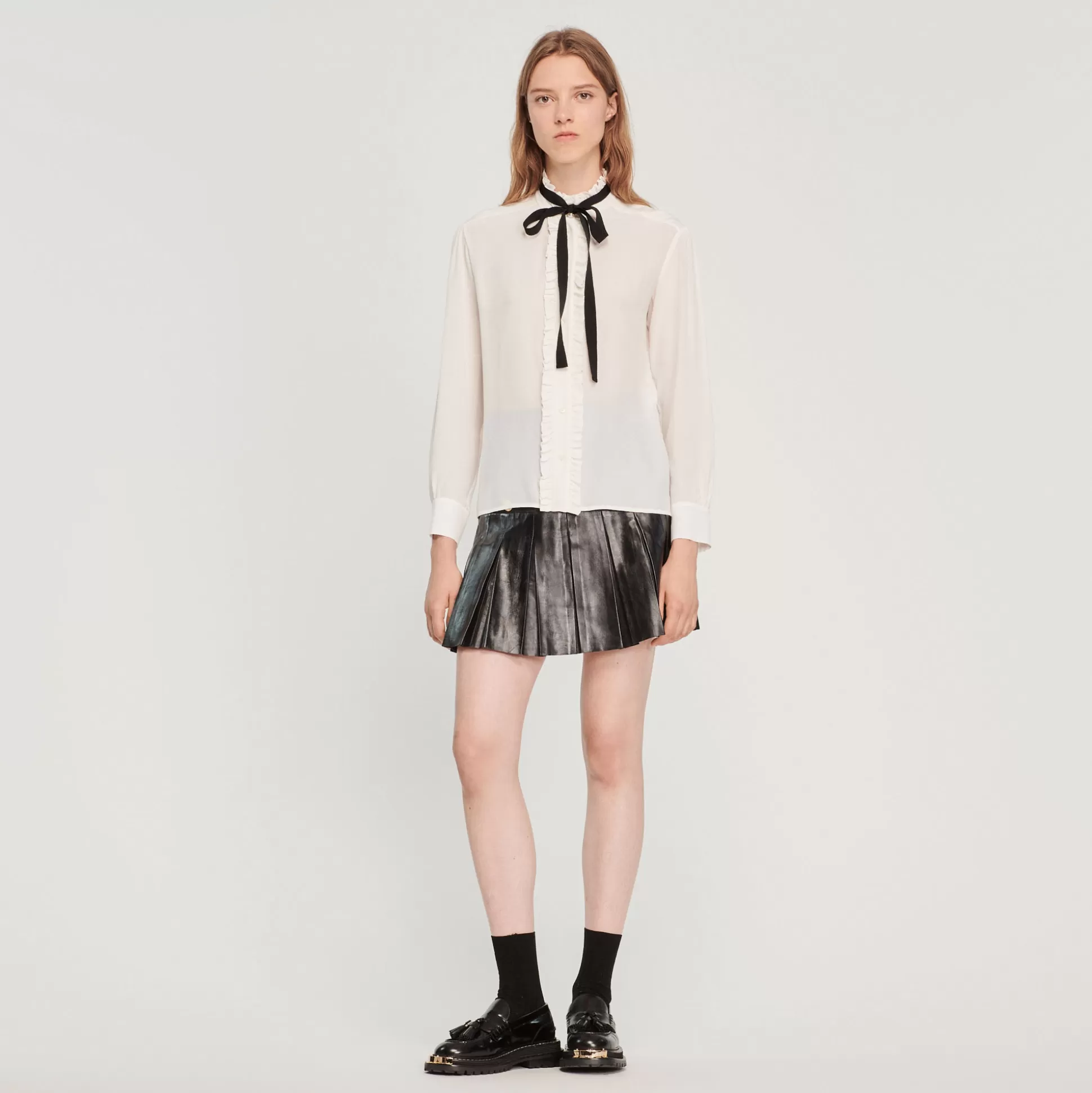 Sandro Paris Silk Blouse With Ribbon> Tops & Shirts