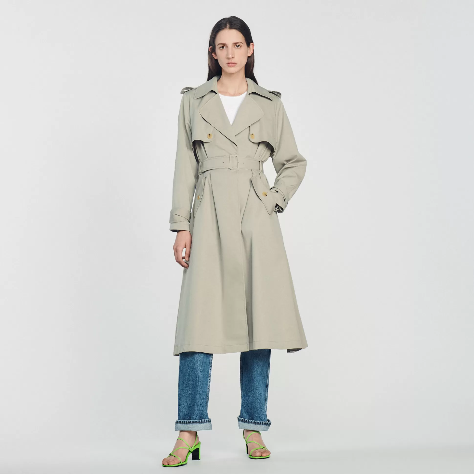 Sandro Paris Trench Coat With Pleated Back> Coats