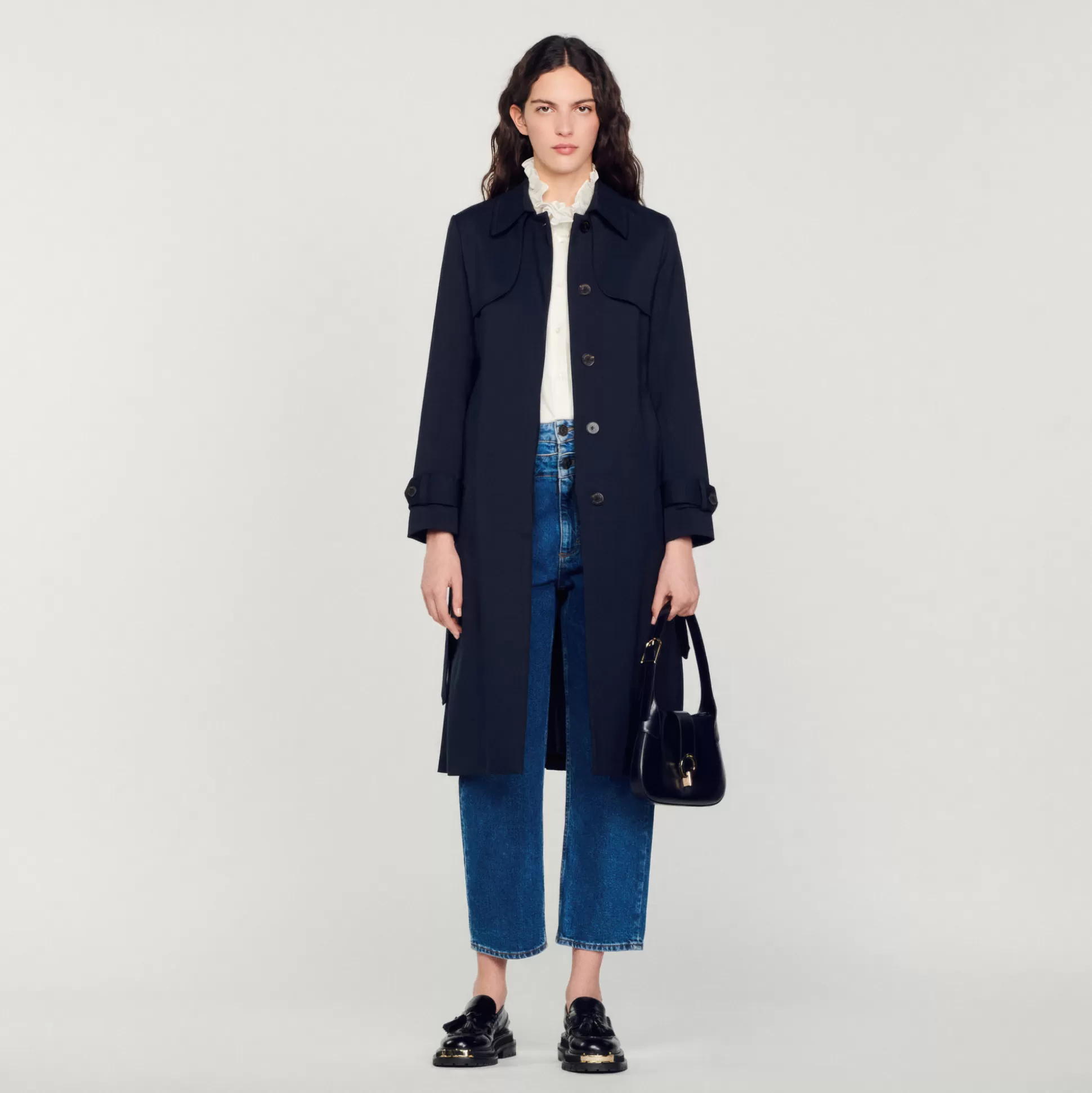 Sandro Paris Trench Coat With Pleated Inset> Coats