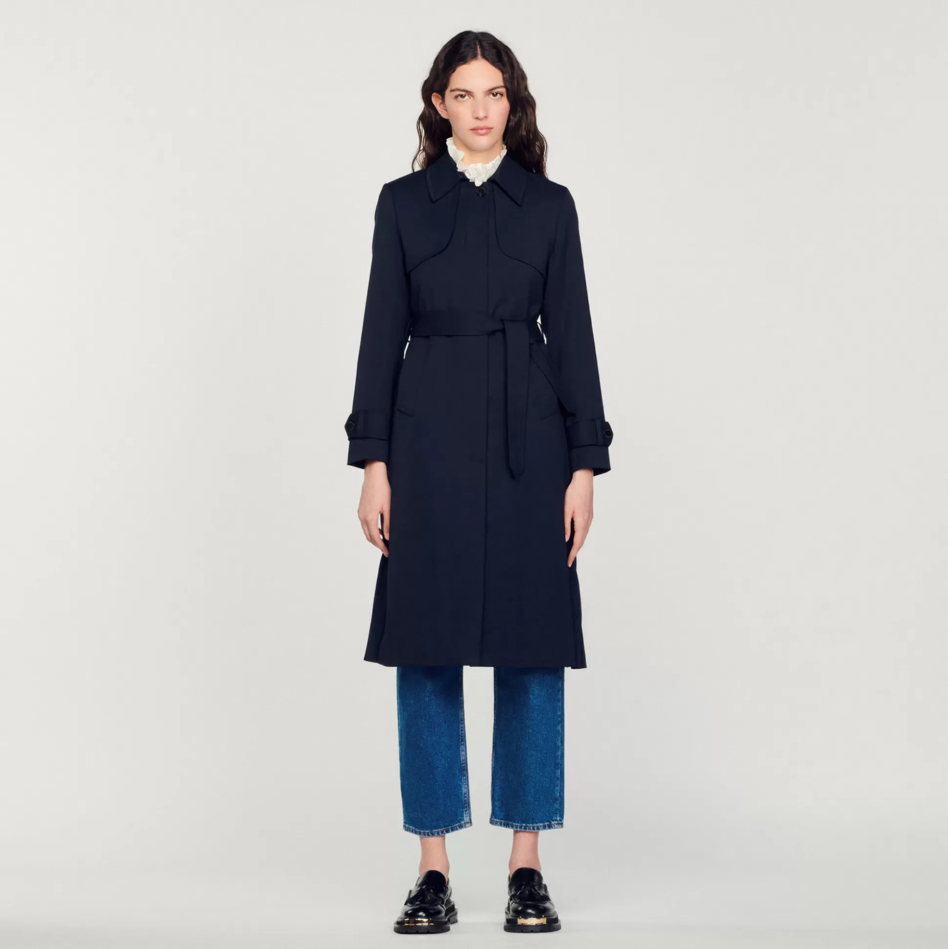 Sandro Paris Trench Coat With Pleated Inset> Coats