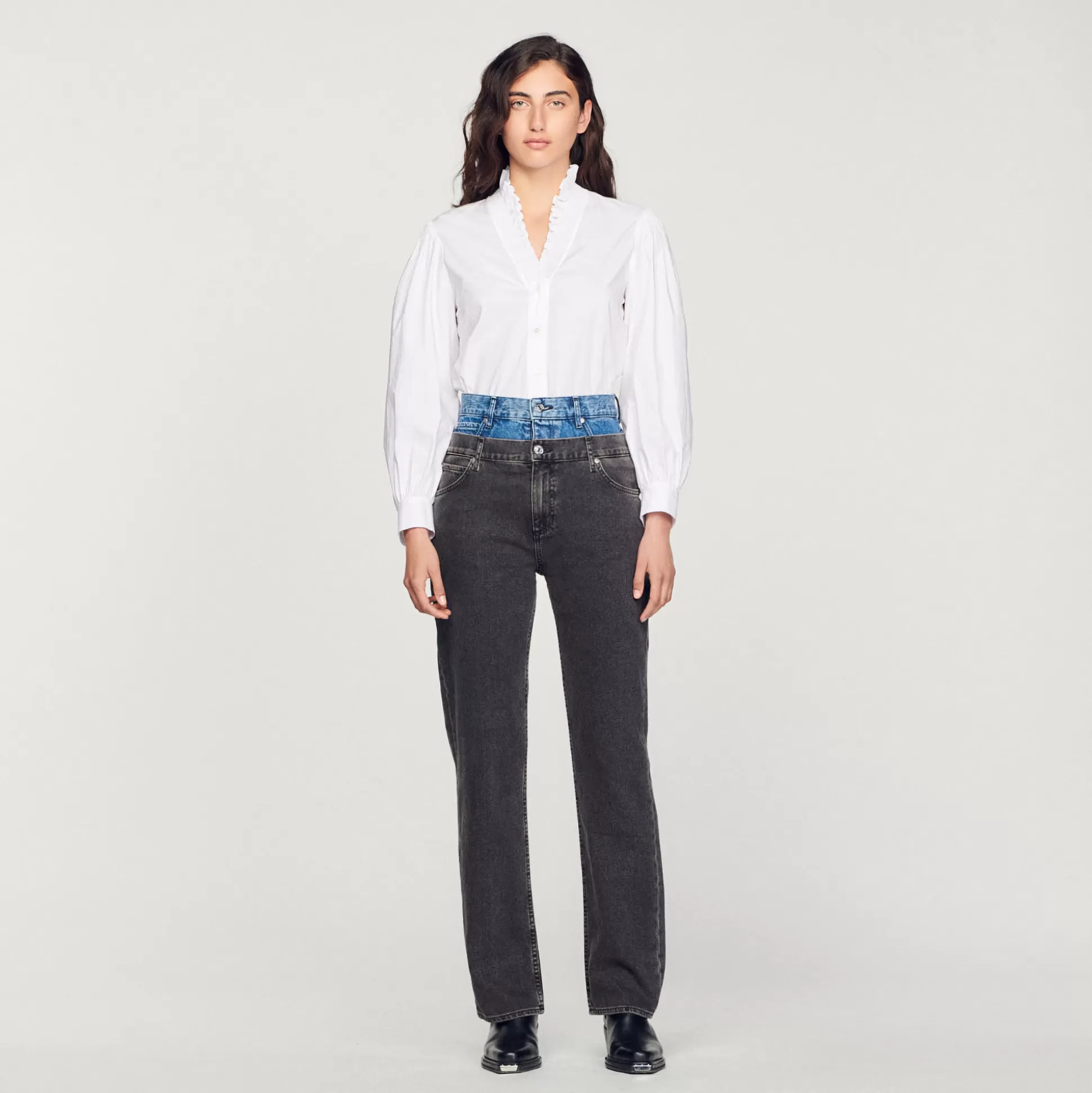 Sandro Paris Two-Tone Double-Waisted Jeans> Jeans